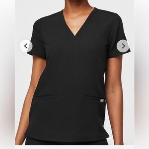 Figs Black Short Sleeve V-Neck Top